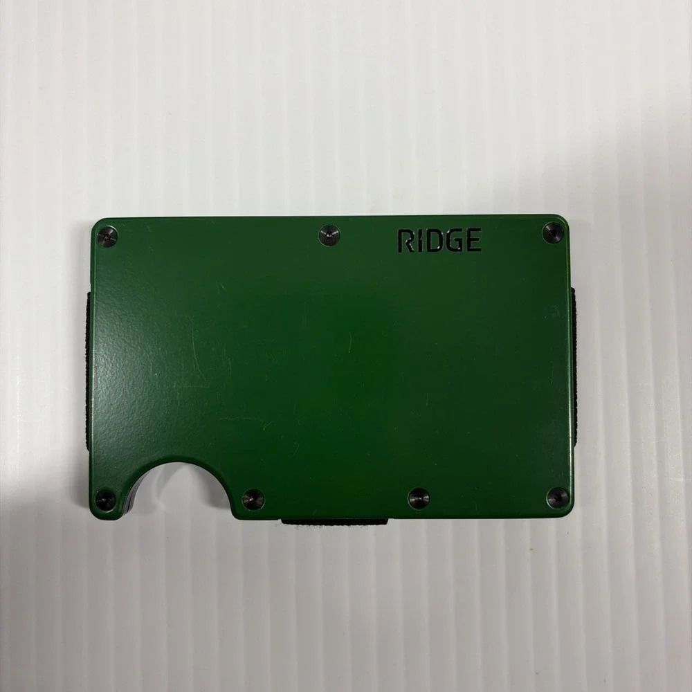 Ridge Wallet British Racing Green Aluminum RFID Cash Strap Minimalist Box